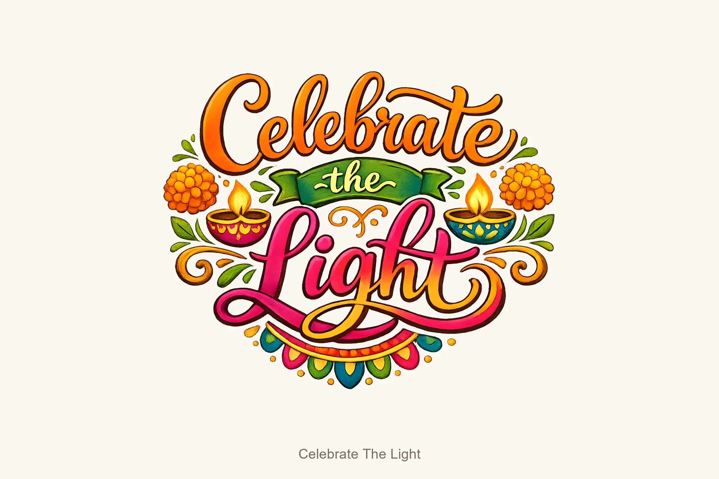 Celebrate the light — Diwali Wishes Word Art Bundle
