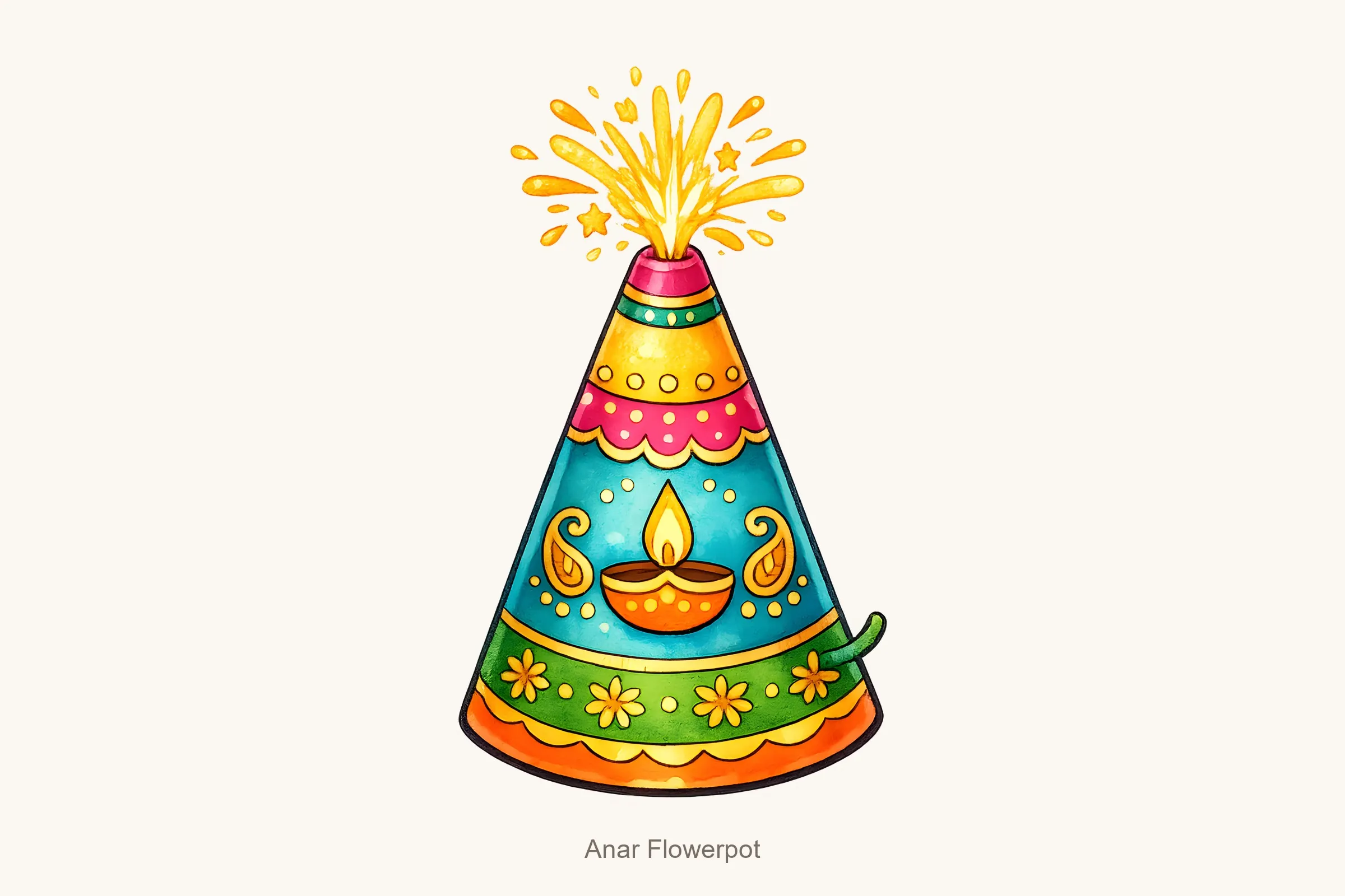 Anar flowerpot — Diwali Crackers Clipart Bundle