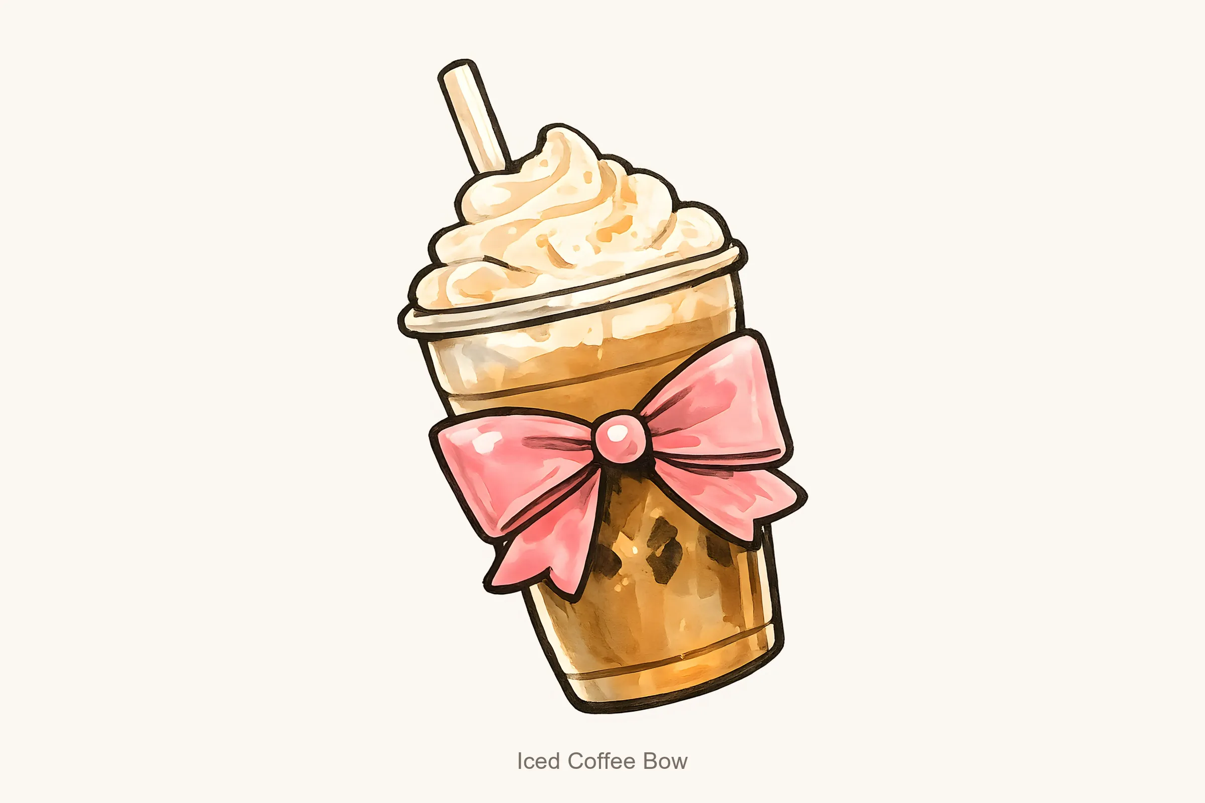 Iced coffee bow — Spooky Sweet Halloween Clipart Bundle