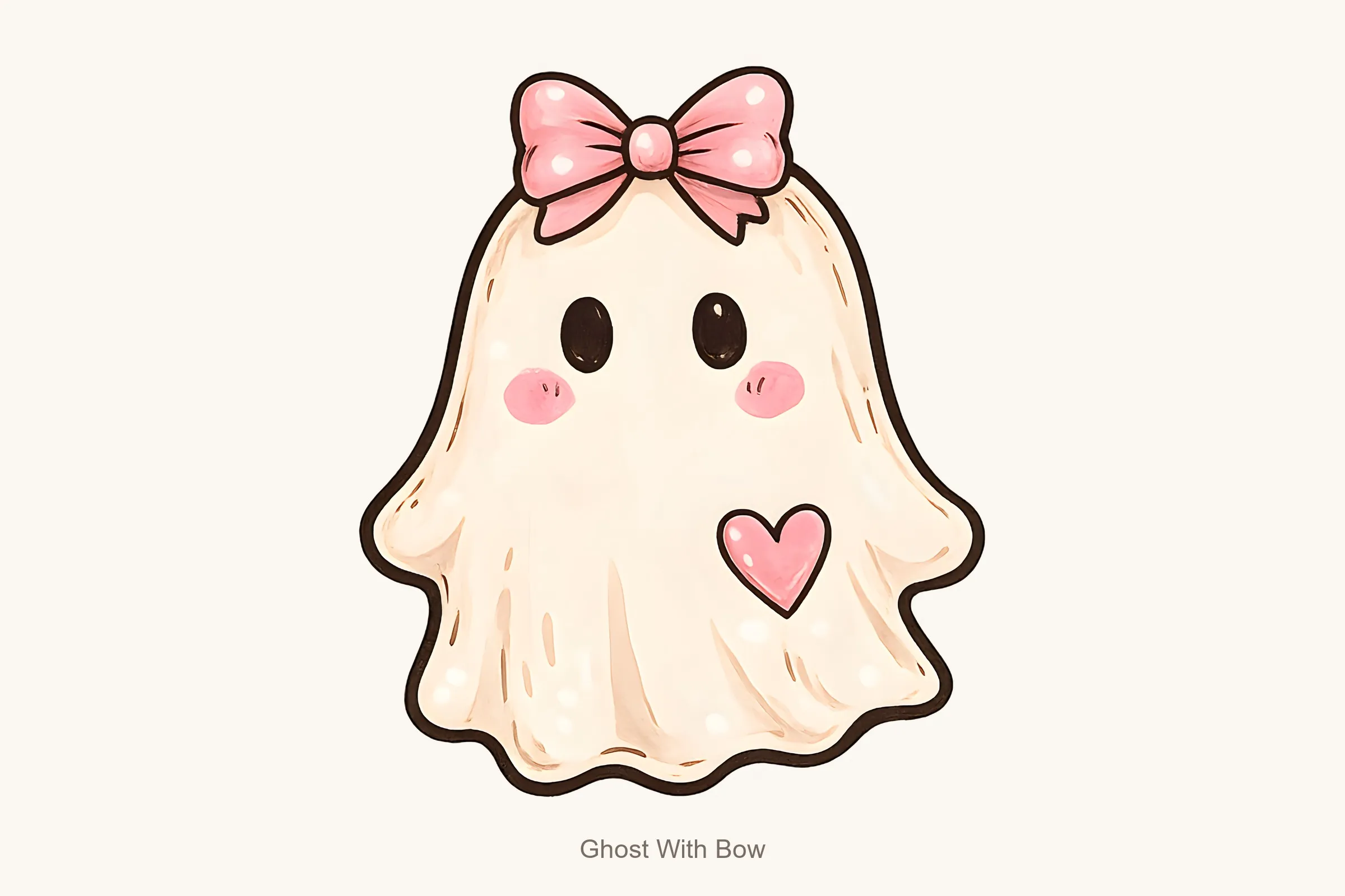 Ghost with bow — Cozy Fall Clipart Bundle