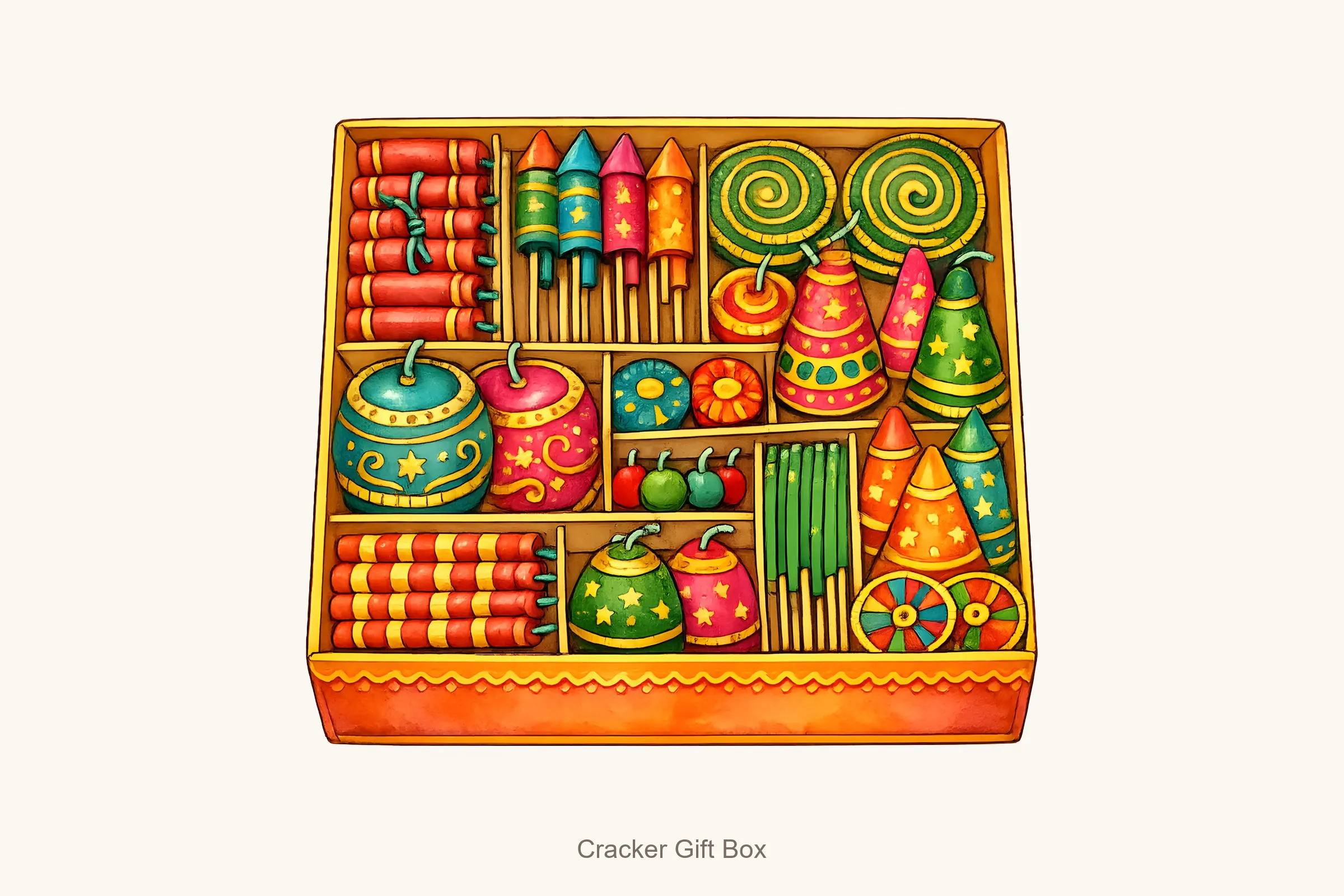 Cracker gift box — Diwali Crackers Clipart Bundle
