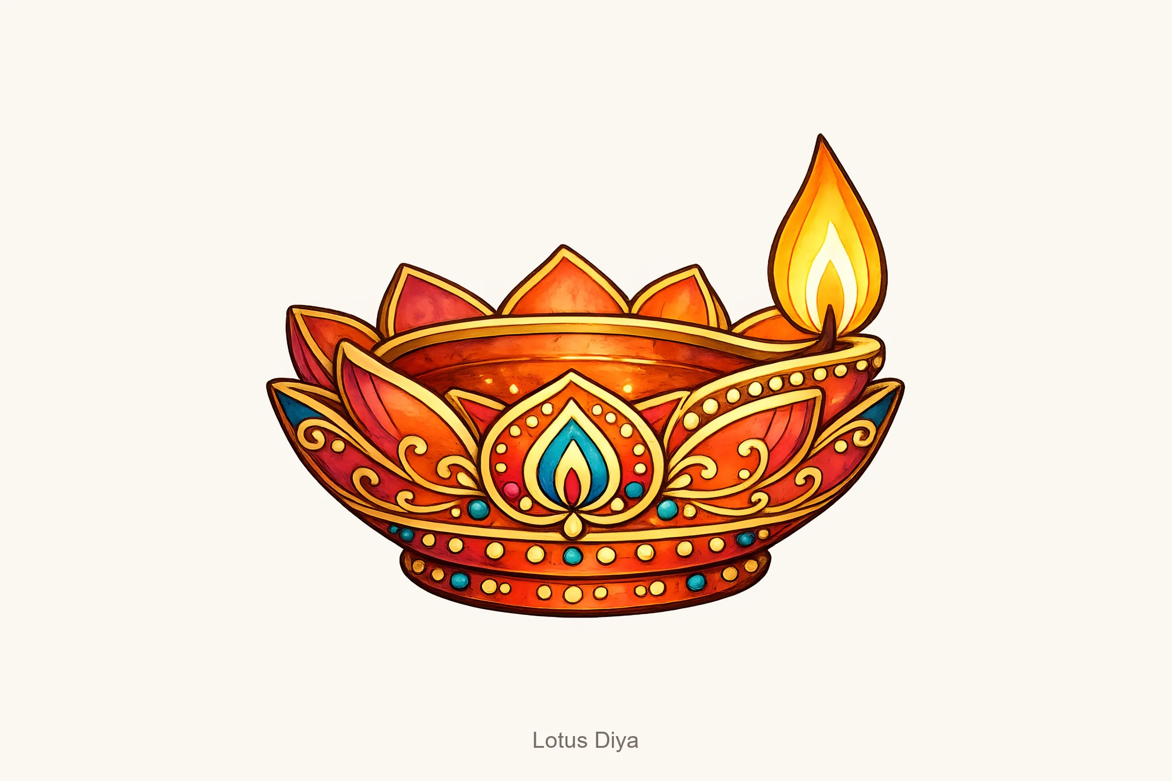 Lotus diya — Diwali Clipart Bundle
