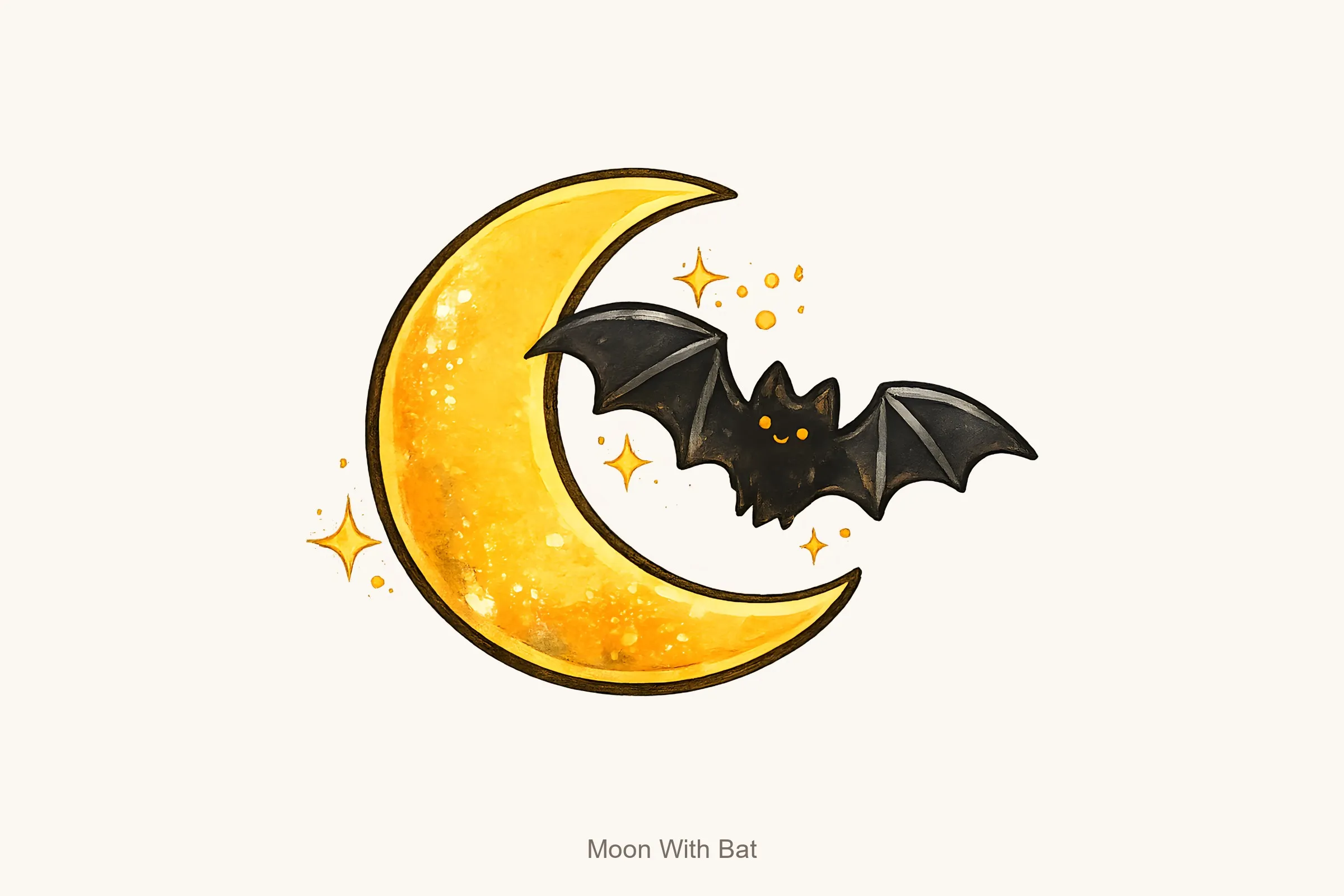 Moon with bat — Spooky Sweet Halloween Clipart Bundle